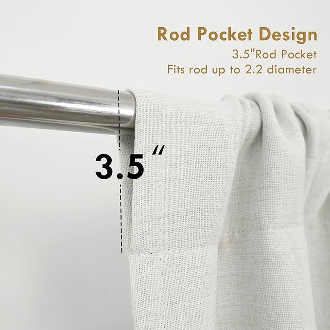 DriftAway Double Layer Linen Blackout Tie Up Curtains Thermal Insulated Fully Lined Balloon Roman Shade Bathroom Window Adjustable Rod Pocket for Small Window 31 Inch by 47 Inch Ivory Cream
