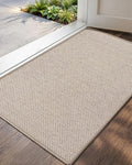 Color&Geometry Ultra-Thin Indoor Door Mat, 32"x48" Low-Profile Non-Slip Entryway Rug with Modern Geometric Texture, Washable Doormat for Indoor Entrance, Front Door, Khaki (Rolled-up NO Creases)