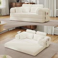 Upgrade High Backrest Design Sofa Bed with Fixed-Shape Frame & Removable Armrests and Backrest, 2 Corduroy Pillow, Convertible Mattress Couch for Small Spaces - No Assembly (High Backrest Beige)
