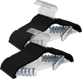 36-Pack Black Velvet Hangers with Clips Adjustable,Adult Hangers,Heavy-Duty,Felt,Non-Slip,Space Saving,Slim Outfit Hanger for Pants, Skirts, Suits,Coats, Dresses ect.