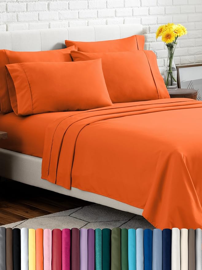Bare Home Microfiber Sheet Set with Additional Pillowcase, Twin XL Orange