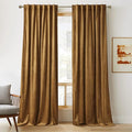 RYB HOME Velvet Closet Curtains 84 inches, Room Darkening Thermal Insulated Privacy Back Tab Drapes for Doorway Enterway, Dormitory, Gold Brown, W 42 x L 84 inches, 2 Panels Set