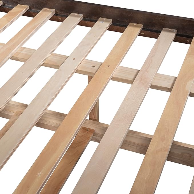 Upgraded Version Best Full Over Full Bunk Bed with Trundle, Thicken Solid Wood Full Size Bunk Bed, Bunkbed Frame Full Over Full, Convertible to 2 Beds, Easy Assembly for Adults (Espresso)
