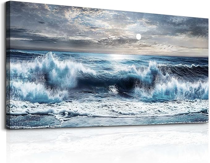 ERQINHUA Large Canvas Wall Art For Living Room Restaurant Wall Decor For Bedroom Marine Landscape Paintings Office Wall Prints Pictures Artwork Ready To Hang Hotel Room Home Decoration 24"x48"