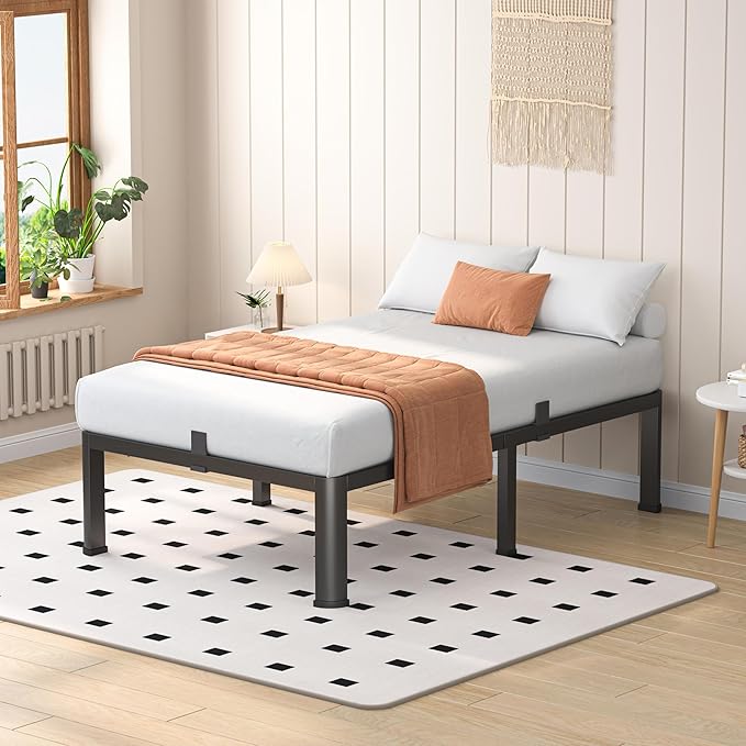 14 Inch Twin XL Heavy Duty 3500 lbs Bed Frame with Round-Corner Legs & Anti-Squeak Design – Quick Assembly Metal Platform, No Box Spring Needed