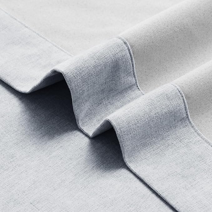 Macochico 100% Blackout Curtains Thermal Insulated Noise Reducing Chenille Curtains for Hotel Auditorium Bedroom Living Room Grommet Gray Blue Curtains with Tieback Classic 52" Wx84 L 1 Panel