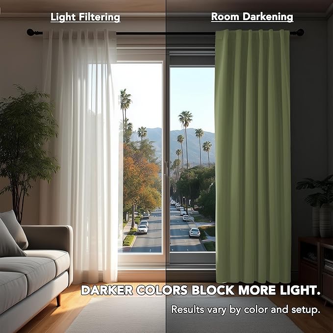 Deconovo Blackout Curtains, Thermal Insulated, W52 x L84 2 Panels, Back Tab, Machine Washable, Room-Darkening Drapes for Bedroom/Living Room Sage Green
