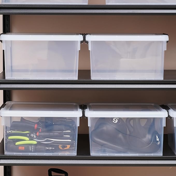 Citylife 22.2 QT 6 Packs Plastic Storage Bins with Lids and Secure Latching Buckles Clear Stackable Storage Containers for Organizing Durable Storage Box