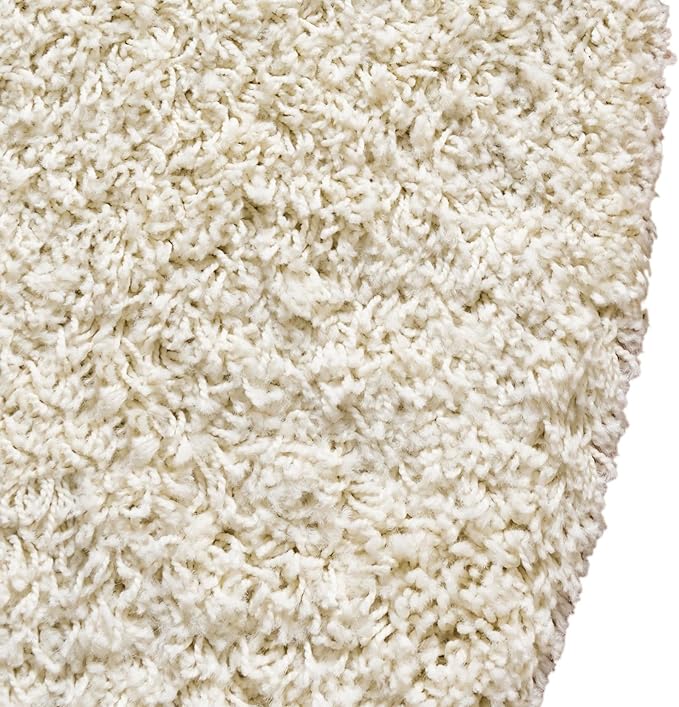 Unique Loom Solid Shag Collection Area Rug (5' 1" x 8' Oval, Pure Ivory)