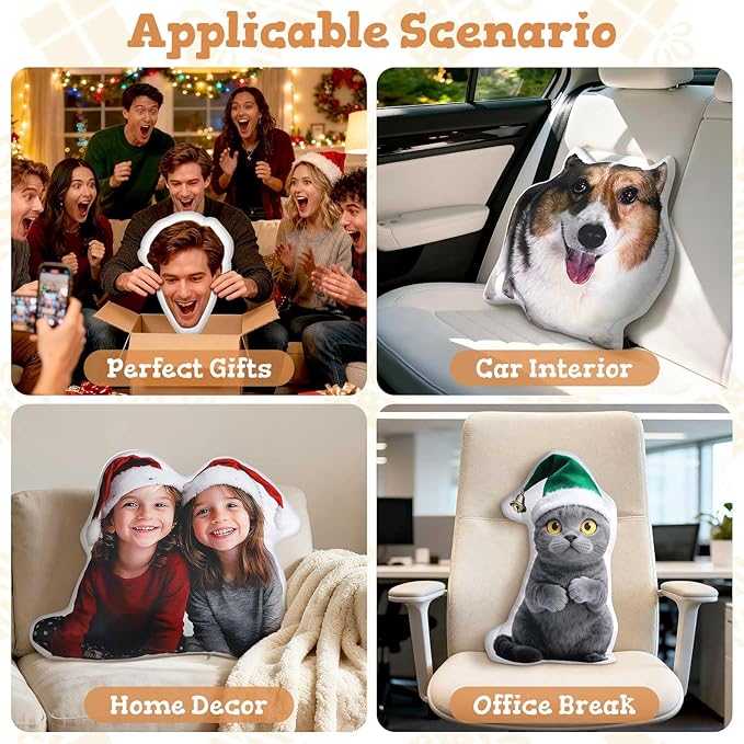 Custom4U Custom Pet Pillow with Picture Double Side Print Funny White Elephant Gifts for Adults (24inches)