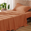 Bedsure Cooling Sheets Twin XL, Rayon Derived from Bamboo, Breathable & Soft Twin XL Sheet Sets, Deep Pocket Up to 16 Inches, Hotel Luxury Silky Dorm Bedding for Hot Sleepers, Burnt Orange