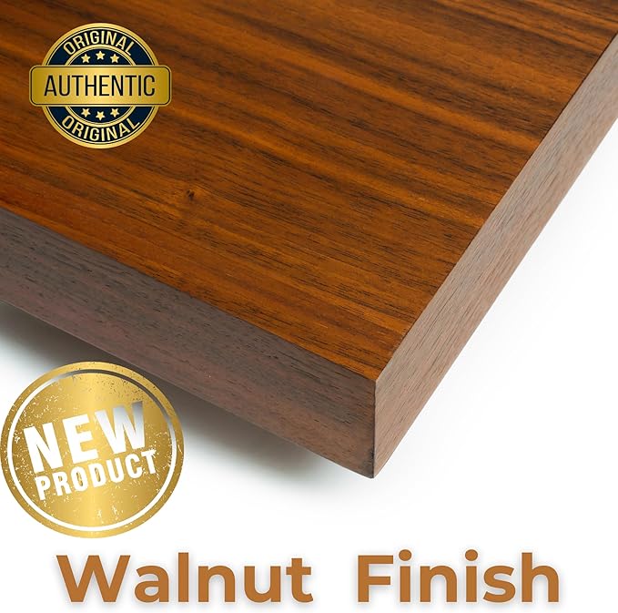 HÜNGSMART 48 Inch Wooden Floating Shelf – Supports 300lbs – Carpenter Designed - Engineered Wood with 4 x Walnut Finish – Includes Laser Welded Precision Wall Bracket (48 inches x 11 13/16 inches)
