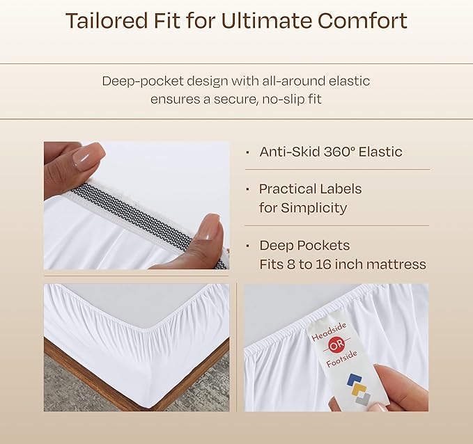 California Design Den Luxury 800 Thread Count 100% Cotton Sheets for Queen Size Bed - Soft Sateen,Deep Pockets for a Snug Fit, Durable Bedding Set - White Sheets
