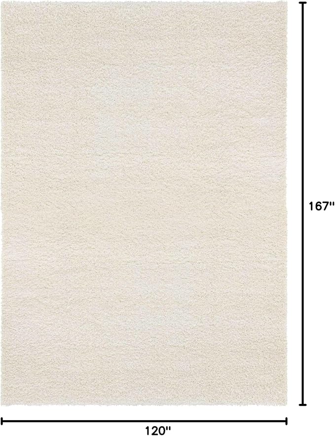 Unique Loom Solid Shag Collection Area Rug (10' x 13' 11" Rectangle, Snow White)