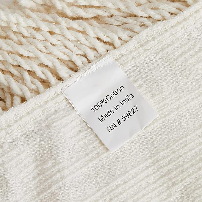 Beatrice Home Fashions Medallion Chenille Bedspread, Standard Sham, Ivory