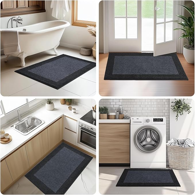 Machine Washable Kitchen Rug 24" x 36", Non Slip Kitchen Mat for Floor, Absorbent Entrance Throw Rug for Bedroom, Hallway, Bathroom, Door