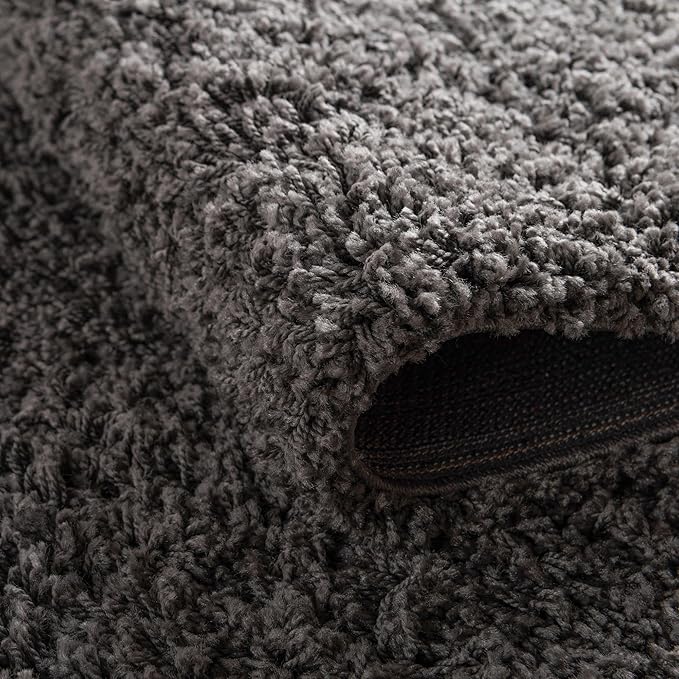 Unique Loom Solid Shag Collection Area Rug (8' Octagon, Graphite Gray)