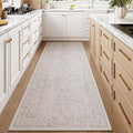 Gray Runner Rug 3x7 Hallway Machine Washable Kitchen Vintage Distressed Non Slip Long Carpet Indoor Grey Retro Floral Bedroom Accent Throw Rug for Bathroom Office Laundry Dining Living Room
