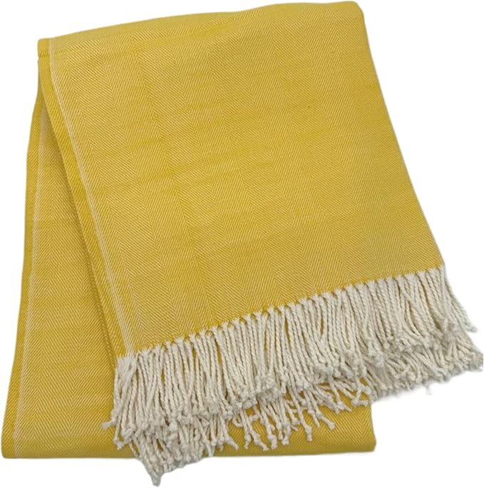 Alashan Cotton Acrylic Adirondack Herringbone Woven Throw (Radiance)