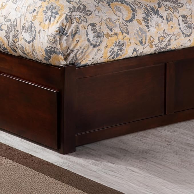 AFI Concord Full Size Platform Bed with Footboard & Twin Trundle in Walnut