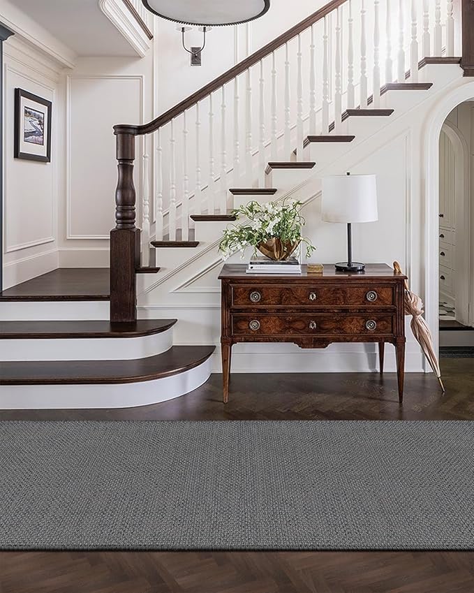 Color&Geometry Door Mat 3'x10' Runner Rug with Rubber Backing, Non Slip Washable Hallway Rug, Carpet Runners for Hallway Living Room Bedroom, Light Grey (Rolled-up NO Creases)