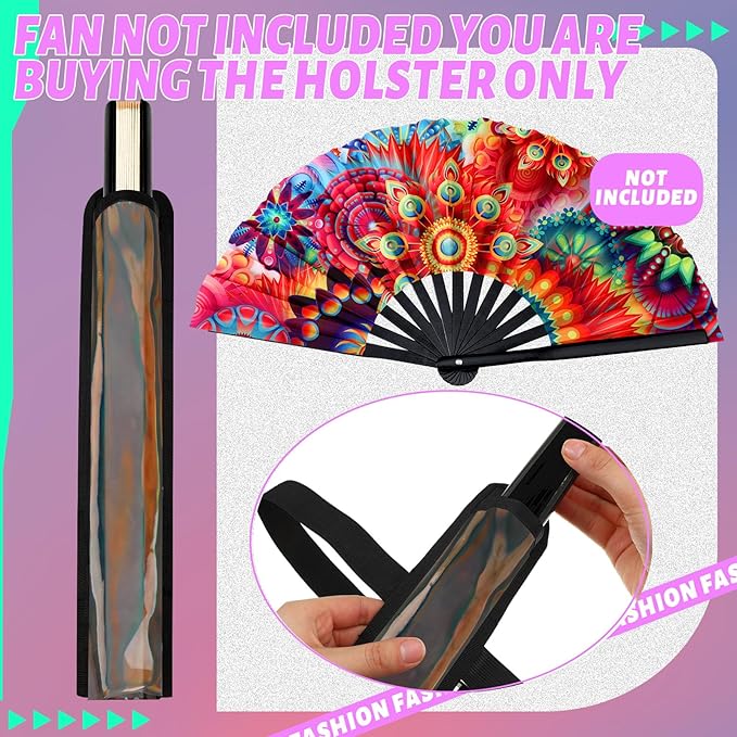 Summer Rave Fan Thigh Holster Rave Fan Holder Folding Hand Pouch Foldable Sleeves with Waist Belt for Thigh Party
