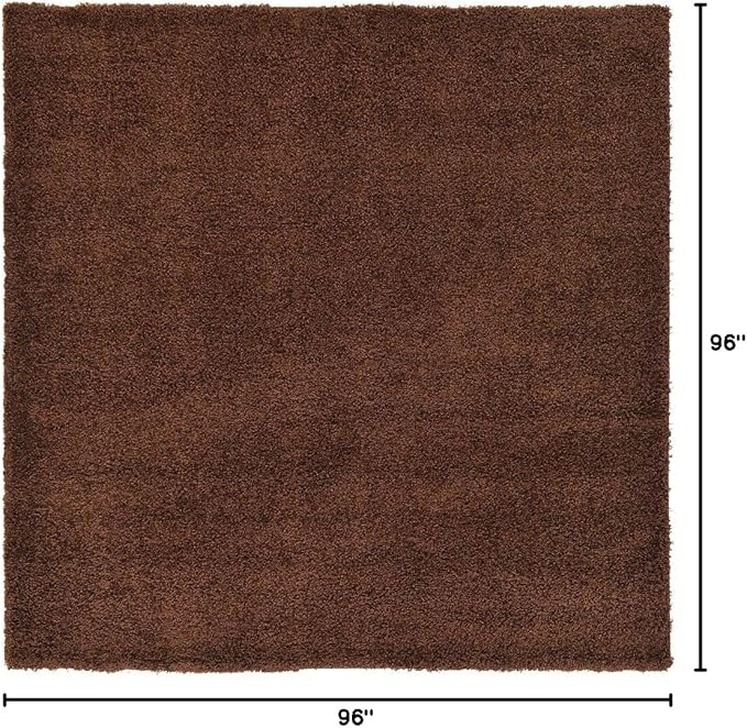 Unique Loom Solid Shag Collection Area Rug (8' Square, Chocolate Brown)