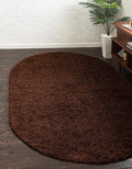 Unique Loom Solid Shag Collection Area Rug (5' 1" x 8' Oval, Chocolate Brown)