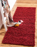 Unique Loom Solid Shag Collection Area Rug (2' 6" x 13' 1" Runner, Cherry Red)