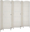HOMCOM Room Divider, 6 Panel Folding Privacy Screen, 6FT Tall Portable Wicker Weave Partition Wall Divider for Bedroom, Home Office, White