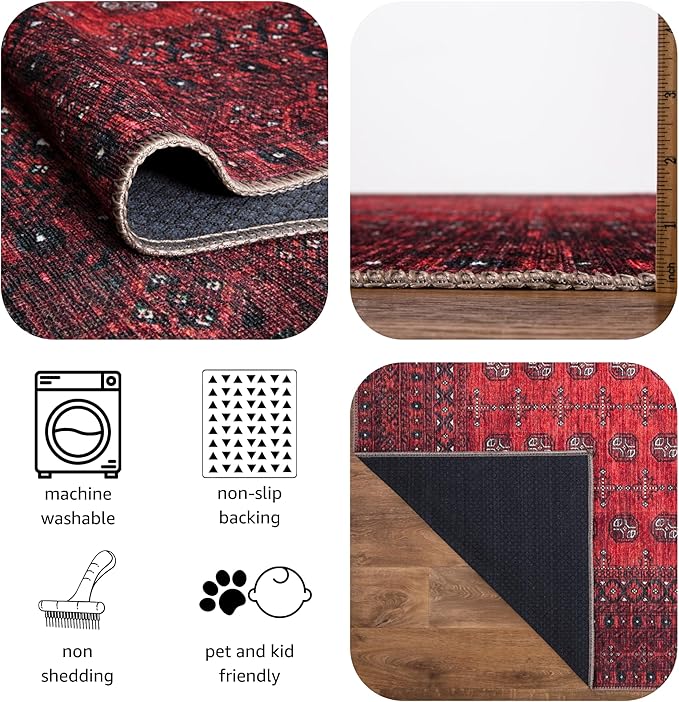 Keen Home Design 9x12 Rug - Machine Washable Area Rug with Non-Slip Backing, Ideal for Living Room, Dining Room, Bedroom - Vintage, Easy Clean, Durable, Low Pile Rug - (9' x 12')