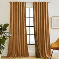 RYB HOME Luxurious Bronze Velvet Curtain Panels for Living Room Bedroom, Heavy Duty Thermal Insulated Floor-Length Back Tab Velvet Drapes for Vintage Decor, 52" W x L96 L, 2 Panels Set