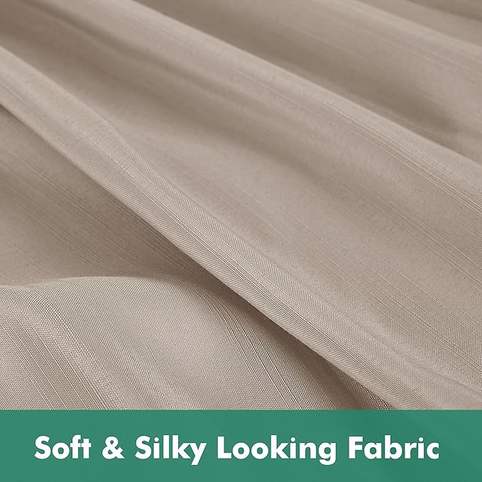 Biscaynebay Wrap Around Bed Skirts with Split Corners for Full Beds 17" Drop, Light Camel Elastic Dust Ruffles Easy Fit Wrinkle & Fade Resistant Silky Luxurious Fabric Solid Machine Washable