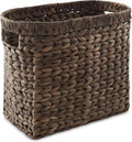 Casafield Woven Magazine Holder with Handles, Espresso Dark Brown - Water Hyacinth Storage Basket for Bathroom, Living Room, Home Office