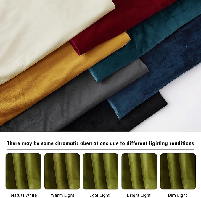 RYB Home Green Curtains 108 inches Long, Plush Velvet Curtains, Thermal Insulated Darkening Window Treatment for Living Room, Privacy Drapes for Guest Room, W52 x L108, 2 Panels