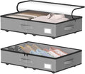 Under Bed Storage with Wheels, No Assemble Required 5.5 inches height grey under bed storage bins,Low Profile Rolling Underbed Shoe Storage containers，dorm underbed storage drawers