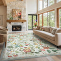 Amada 6x9 Area Rugs, Non-Slip & Low-Profile Living Room Rug with Reinforced Edge Binding, Soft Large Washable Boho Floral Rugs for Living Room, Bedroom, Dining Room