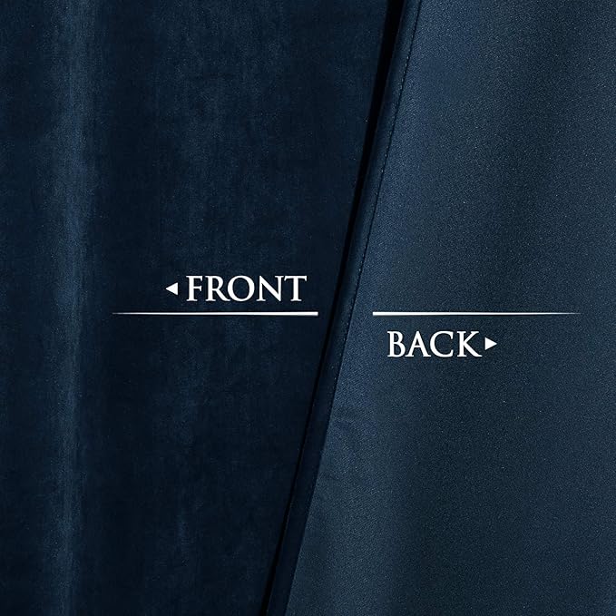 StangH Navy Blue Curtains for Living Room, Luxury Velvet Blackout Thermal Insulated Sliding Door Curtains Heavy Thick Privacy Drapes Home Decor for Office/Bathroom, W52 x L90, 2 Panels