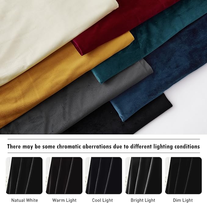 RYB Home Black Velvet Curtains 90 inches - Blackout Heavy Duty Curtains Soft Luxury Back Tab Window Covering Privacy Protection for Kids Room Bathroom Basement, Black, W52 x L90 inches, 2 Panels
