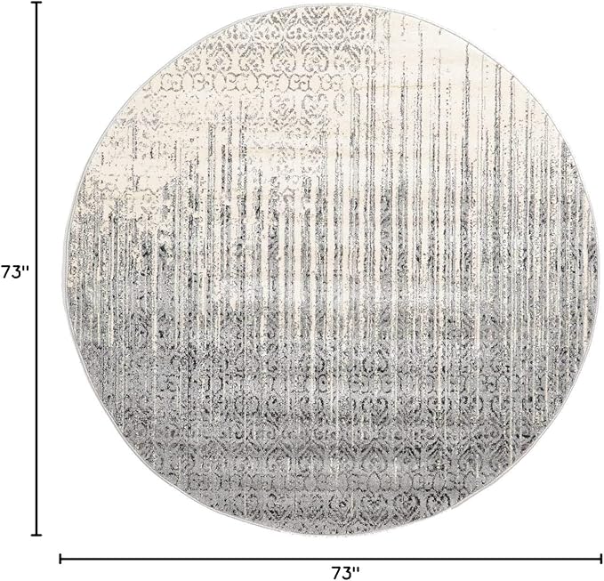 Unique Loom Del Mar Collection Area Rug - Jennifer (6' 1" Round, Gray/ Black)