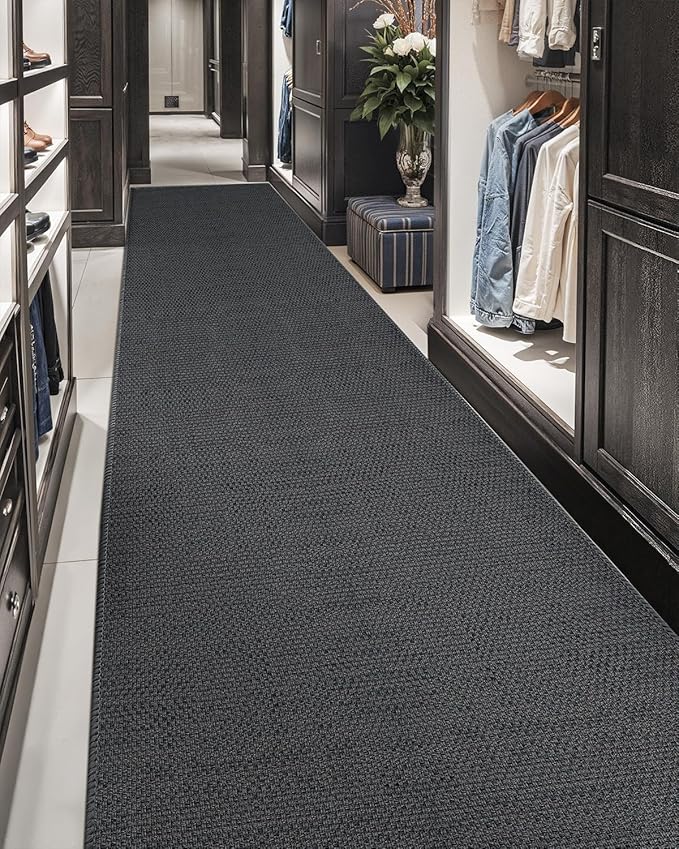 Color&Geometry Door Mat 26" x95, Front Door Mat Indoor Rugs for Entryway, Non Slip Washable Low-Profile Inside Doormat, Entry Mat Entry Rug Door Mats Indoor Entrance, Grey (Rolled-up NO Creases)