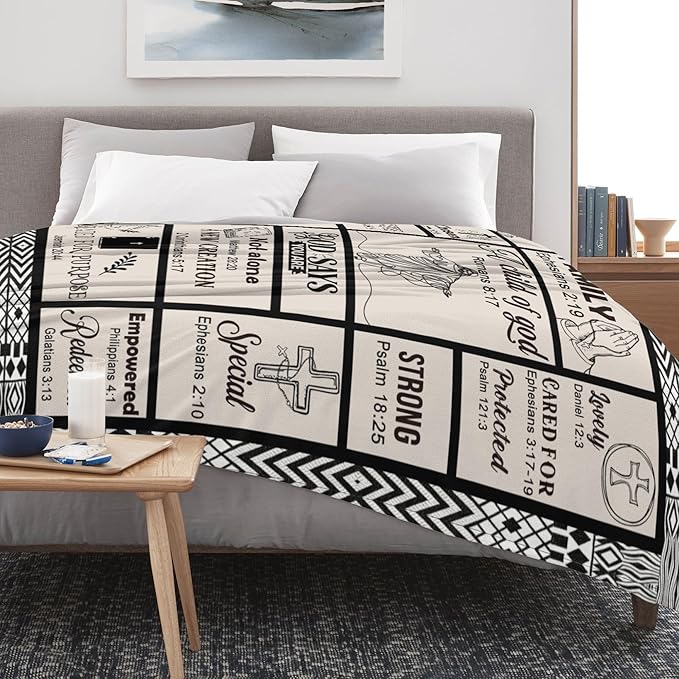 Bible Verse Christian Gift Blanket 50"x60", Inspirational Faith Throw for Believers, I Am a Child of God Blanket,Baptism Spiritual Gifts for Catholic Men Women
