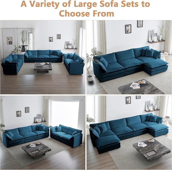mikibama 41.4 Inch Single Seat Sofa, Chenille Comfy Deep Upholstered Couch Armchair with Toss Pillow for Living Room Bedroom Office Apartment, Blue