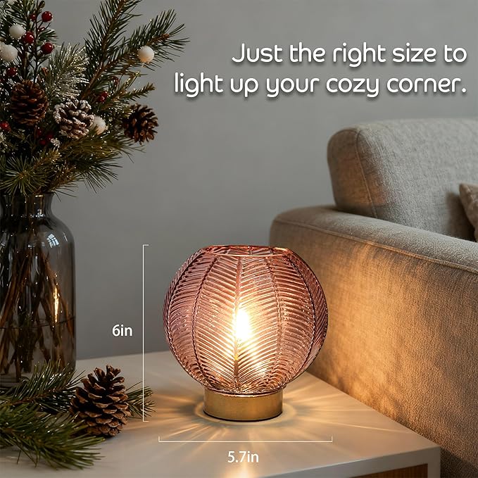 Battery Powered Lamp, Cordless Table Lamps Battery Operated Lamp for Bedside Nightstand, Small Lamps for Living Room Decorative Table Bedroom-Red