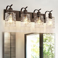 Bathroom Vanity Light Fixtures 4-Light Hammered Glass Modern Wall Mounted Over Mirror Oil Rubbed Bronze - VL01ORBH-4