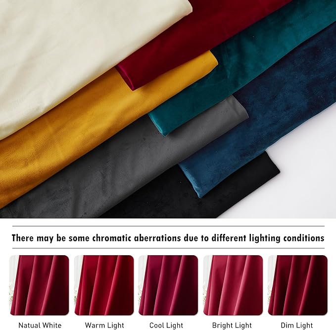 RYB HOME Red Velvet Curtains 100 inches, Back Tab Soft Fabric Room Darkening Thermal Insulated Luxurious Home Decor Curtains for Living Room Bedroom, W 52" x L 100", 2 Panels Set