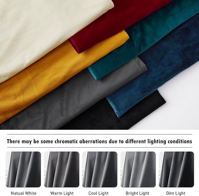 RYB Home Grey Velvet Curtains for Living Room - 84 inches Super Soft Luxury Back Tap Window Drapes Darkening Thermal Insulated Panels for Bedroom Sliding Door Dining Room, W52 x L84, 2 Pieces