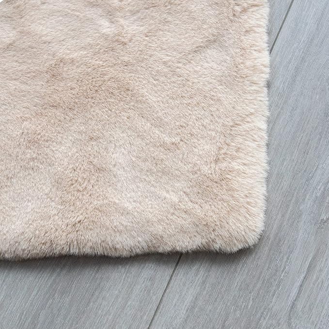 Light Brown Beige Plush Washable Fluffy Area Rugs for Bedroom Faux Fuzzy Bunny Fur Rug for Living Room Nursery Rug 3x5 Boho Rugs