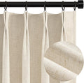 Topfinel 94 Inches Long Cream Colored Custom Blackout Linen Curtains, Beige Pinch Pleated Noise Cancelling Curtains with Pin Hooks for Traverse, Burlap Viral Drapes 2 Panels for Living Room Bedroom