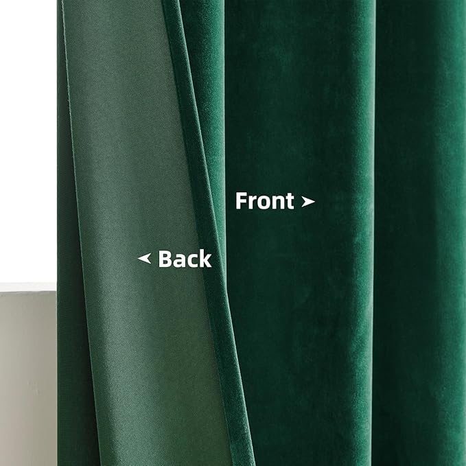 Joydeco Dark Green Velvet Curtains 84 Inches Length, Grommet Curtains 2 Panels, Thermal Insulated Privacy Room Darkening Window Drapes for Bedroom Living Room Home Theatre (52Wx84L)